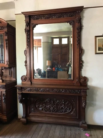ITALIAN ANTIQUE WALNUT OAK 1880'S MONUMENTAL CONSOLE - 22IT1C Cover