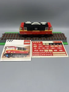 LEGO Classic 727 Locomotive Lok Eisenbahn 12 V TRAINS + originale Sticker - 1977 - Foto 1 di 19
