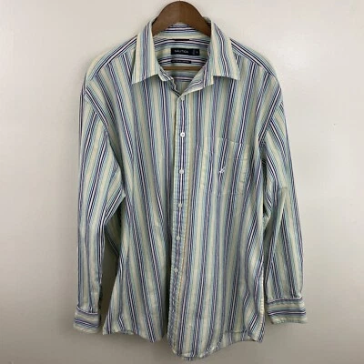 Nautica Shirt Mens XL Multicolor Rainbow Striped 80's 2-Ply Cotton Long Sleeve - Image 1 of 4