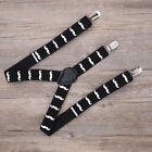  1pc Beards Pattern Suspenders Y-shape Elatic Belt Strap Braces 3 Clip Buckle
