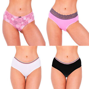 Ladies Briefs 5 Pack Underwear Shorts Midi Knickers Lingerie Cotton Size 6-20