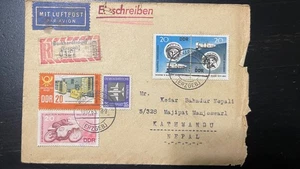 1963 DDR Einschreiben nach Nepal - Valentina Tereshkova Space, Motorrad - Bild 1 von 2
