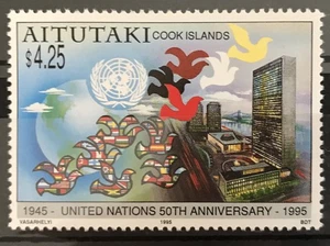 AITUTAKI - 1995 $4.25 50TH ANNIV OF THE UNITED NATIONS NHM SG 689 cv £5.50 - Picture 1 of 1