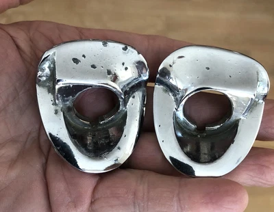 1955 Chevrolet 150 Wiper Stalk Washer Nozzle Escutcheons-SET-Bowtie Chevy GM - Image 1 of 4