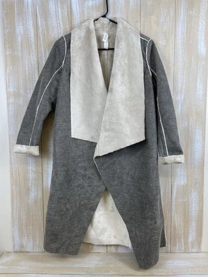 Chaqueta Sherpa Gris Anthropologie Amadi Camilla Chaqueta Frente Abierto Talla Pequeña Pequeña Pequeña Foto 1 de 4