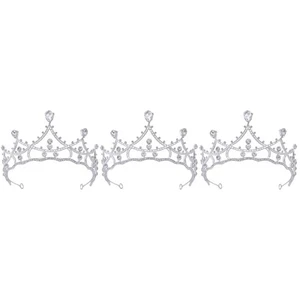 3 Pieces Rhinestone Crown Bride Miss Tiaras and Crowns for Women Wedding - Picture 1 of 12