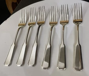 Vtg 6 X VINERS Fiddle & Thread Silver Plate 18.5cm Dinner Dessert Forks Cutlery - Picture 1 of 6
