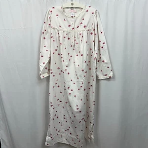 Oscar de la Renta Pink Label Pajama Nightgown Dressing Gown White Floral Small - Picture 1 of 5