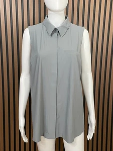 Chemisier tunique femme Athleta Urbanite gris bleu voyage bouton stretch - Photo 1/8
