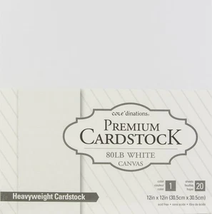 Cartulina Core'dinations Value Pack 12"X12" 80 lb 20/paquete - lona blanca - 320244 - Imagen 1 de 2