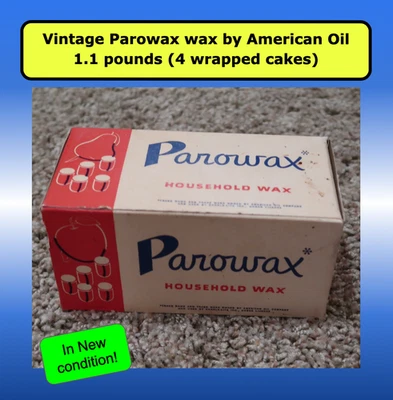 🌟   Vintage box of 4 cakes 1 lb Parowax paraffin wax canning American Oil Co - Image 1 of 4
