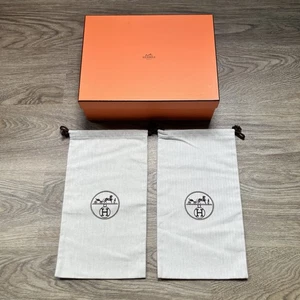 Hermes Orange Large Box 33 x 25 x 11.5Cm With 2 Beige Shoe Dust Bags 36 x 20 Cm - Picture 1 of 16