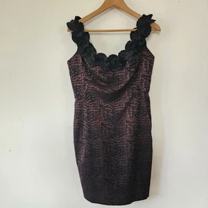 Vestido Y2K Vintage Maggy London Petites 12P Rosas Floral Marrón Volantes Formal - Imagen 1 de 8