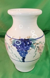 Vintage Vase Trauben handgeworfen Steinzeug Süßwasser Keramik Studio signiert 9,5 Zoll - Bild 1 von 18