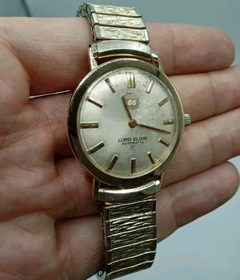 Lord Elgin 14K SOLID GOLD Automatic 25 Jewels "Phillips 66" 965 Movement, WORKS - Image 1 of 4