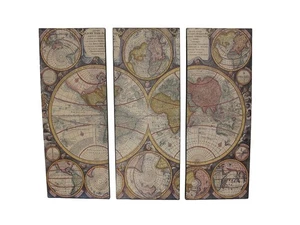 Zeckos 3 Piece Old World Map Canvas Prints - Picture 1 of 3