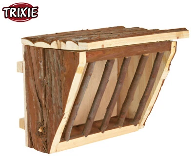 TRIXIE NATURAL WOODEN HANGING HAY MANGER SMALL ANIMAL RABBIT HAY RACK WITH LID - Image 1 of 4