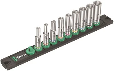 Wera Zyklop Magnetic Socket Rail A Deep 1 Set 1/4" Drive 9 Pieces 05005410001 - Image 1 of 4