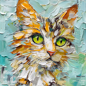 Peinture à l'huile de chat image numérique photo fond d'écran art de bureau