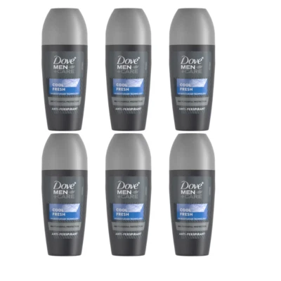 6 x 50ml Dove Men+Care Cool Fresh Roll On Anti-Perspirant Deodorant