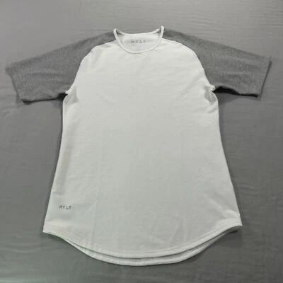BYLT Shirt Mens Small White Gray Drop Cut Lux Raglan Performance Stretch Tee - Image 1 of 4