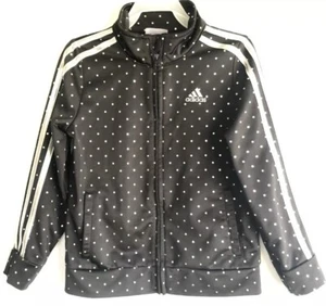 Adidas Black & Silver Toddler Size 6 Polka Dot Track Dance Cheer Zip Jacket Top - Picture 1 of 3