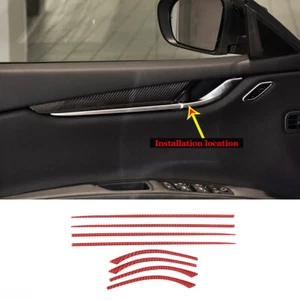 Red Carbon Fiber Inner Door Handle Cover Sticker For Maserati Ghibli 2014-2022 - Picture 1 of 10