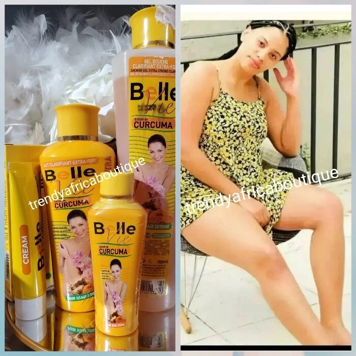 4pcs Belle Vie Rich Turmeric Body Lotion, Shower Gel, Serum & Cream. Anti Tache  - Image 1 of 3