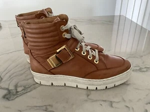 Henne Sneaker High Top Boots Cognac braun echt. Leder Schalle Made in Italy - Bild 1 von 10