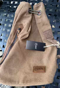 Women's Mens KL928 Cross Body Bag Backpack Brown Canvas Knapsack - Picture 1 of 12