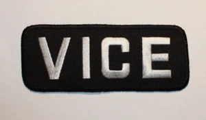 AUFBÜGLER, AUFNÄHER, IRON ON PATCH, VICE, GESTICKT, SCHWARZ-SILBER, NEW - Bild 1 von 1