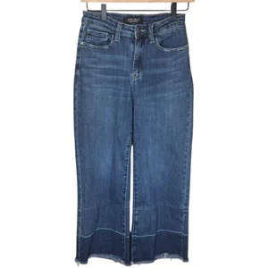 Judy Blue Wide Leg Cropped Jeans Release Raw Hem 5/27 Denim Blue #JB88490 - Picture 1 of 12