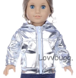 Silver Hoodie Jacket for 18" American Girl or Baby Doll Clothes FREESHIP ADDONS! - Picture 1 of 24