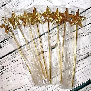 Neu in Verpackung! Menge 8 Pailletten Gold Stern Pailletten 16,5" Magic Princess Kostüm Zauberstäbe LESEN - Bild 1 von 7