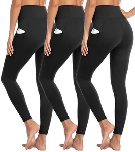 3 Pack Leggings with Pockets for Women - High Waisted Tummy Control Soft Work... - Picture 1 of 5