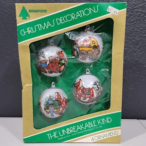Vintage 1977 Bradford handdekoriert Weihnachten unzerbrechliche Ornamente - Bild 1 von 10