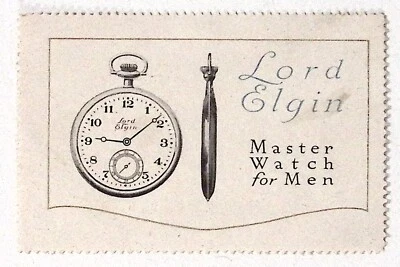Master Watch for Men The LORD ELGIN WATCH Poster Stamp Cinderella c 1915 - Image 1 of 2
