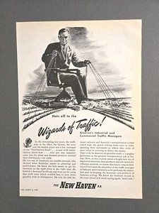 1946 VINTAGE PRINT AD - THE NEW HAVEN RAILROAD AD - WIZARDS OF TRAFFIC! - Picture 1 of 1
