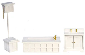 Casa delle bambole set da bagno vittoriano in miniatura bianco - Foto 1 di 1