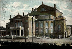 Munich Bayern Color postal ~ 1910 partido en el Teatro Prinzregenten - Imagen 1 de 2