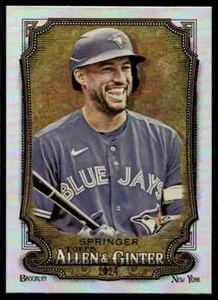 2024 Allen & Ginter Hot Box lamina d'argento 91 George Springer Blue Jays - Foto 1 di 1