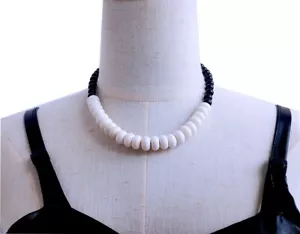 18" Redondo Azul Arenisca Cojín Blanco Coral Declaración Collar Joyería Suministro - Imagen 1 de 11
