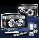 For 2005-2007 Dodge Dakota Halo Black Projector Headlight Lamp +DRL Kit+LED Bulb Dodge Dakota