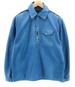 NUDIE JEANS Guado Men Shirt M Spread 1/4 Button Neck Pocket Logo Blue Pullover - Picture 1 of 10