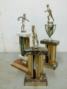 3 Vintage 1968-71 Goodyear Company Champion Bowling Trophies, Windsor Vermont - Picture 1 of 10