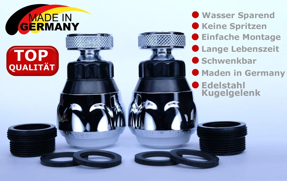 2 x Wassersparer Strahlregler Schwenkbrause Mischdüse Wasserhahnaufsatz Perlator - Bild 1 von 4