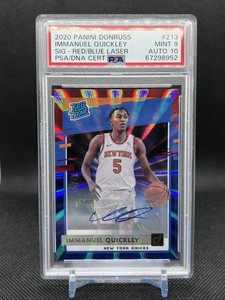 2020-21 Donruss Immanuel Quickley Holo Red Blue Laser Rated RC /20 PSA 9 AUTO 10