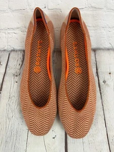 NEW! ROTHY'S beige orange chevron herringbone flat ballerina shoes 10 - Picture 1 of 9
