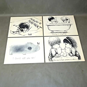 LOT of 4 - VTG MCM Fran Mar Moppets 9x7 Cardstock Greeting Cards w Pop Out Easel - Picture 1 of 7