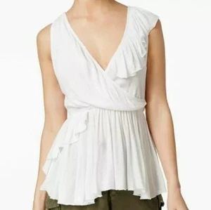NEW Free People Float Away Top S Ivory Cottagecore Asymmetric Ruffle & Hem NWT - Picture 1 of 10